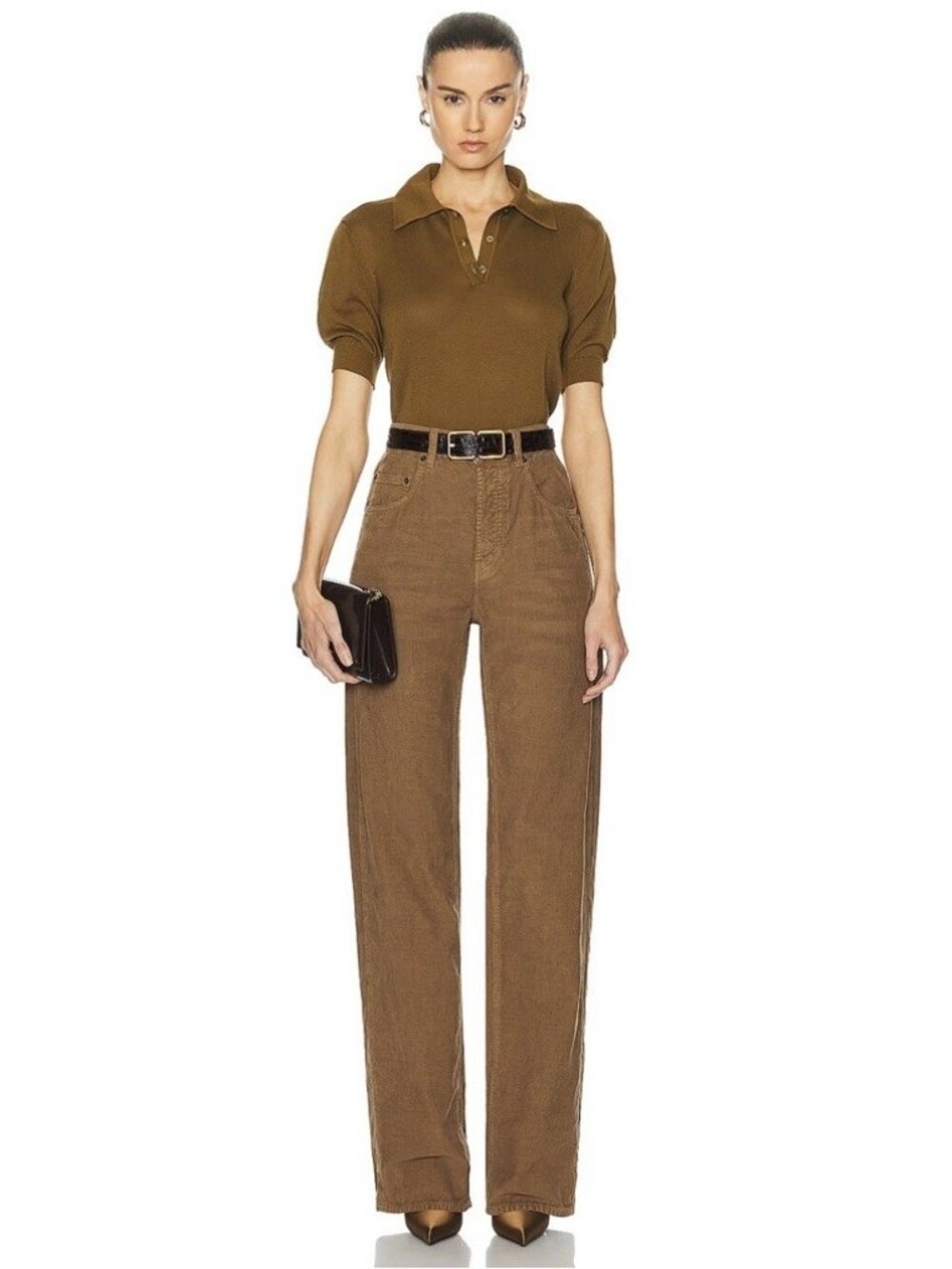 SAINT LAURENT Baggy Wide Leg Pants Fall Leaf